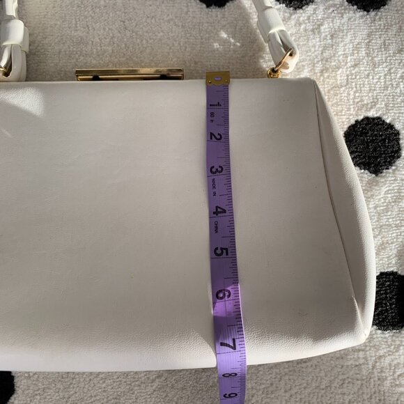 Vintage 50s Vinyl Faux Leather Top Handle Shoulder Bag Retro Handbag Purse - Picture 11 of 15